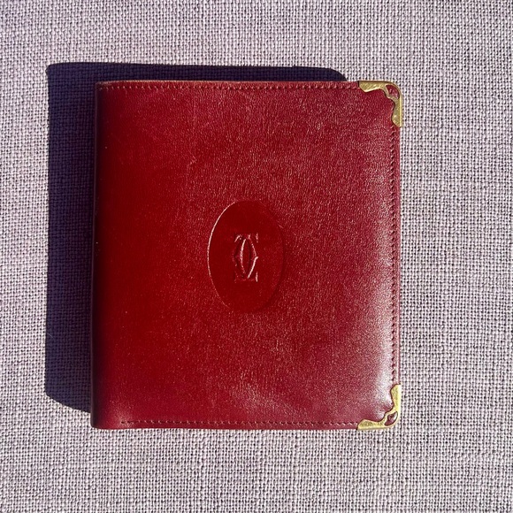 Cartier Handbags - Cartier Mast Line Bi-Fold Wallet Leather Wine Red